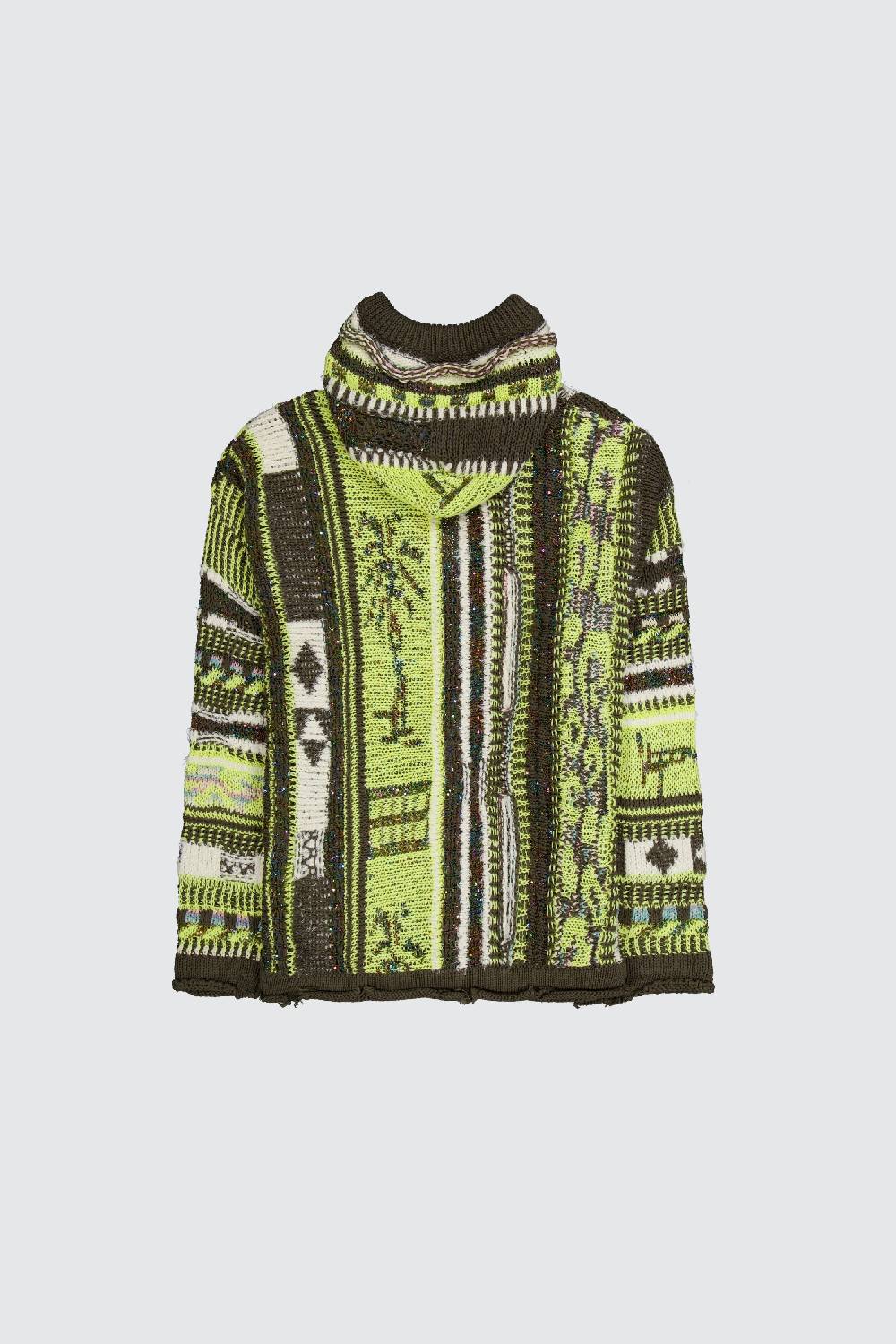 Laneus Laneus multicolor military green jacquard hoodie 50% di sconto con spedizione gratuita