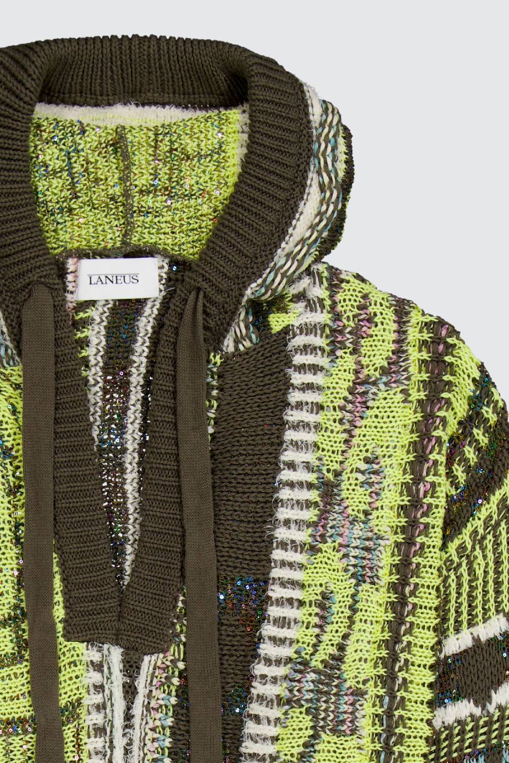 Laneus Laneus multicolor military green jacquard hoodie 50% di sconto con spedizione gratuita