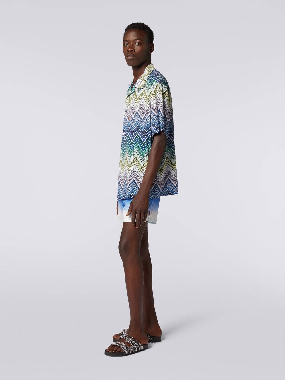 M Missoni Camicia a maniche corte in viscosa con stampa macro zig zag Italy