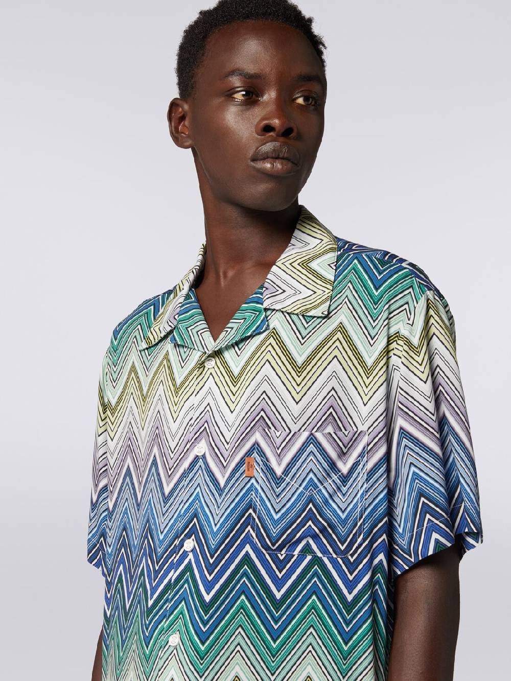 M Missoni Camicia a maniche corte in viscosa con stampa macro zig zag Italy