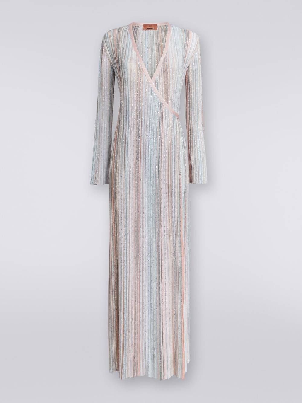 M Missoni Abito lungo con chiusura a portafoglio e paillettes Promozione