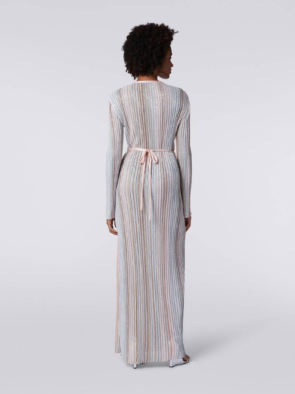 M Missoni Abito lungo con chiusura a portafoglio e paillettes Promozione