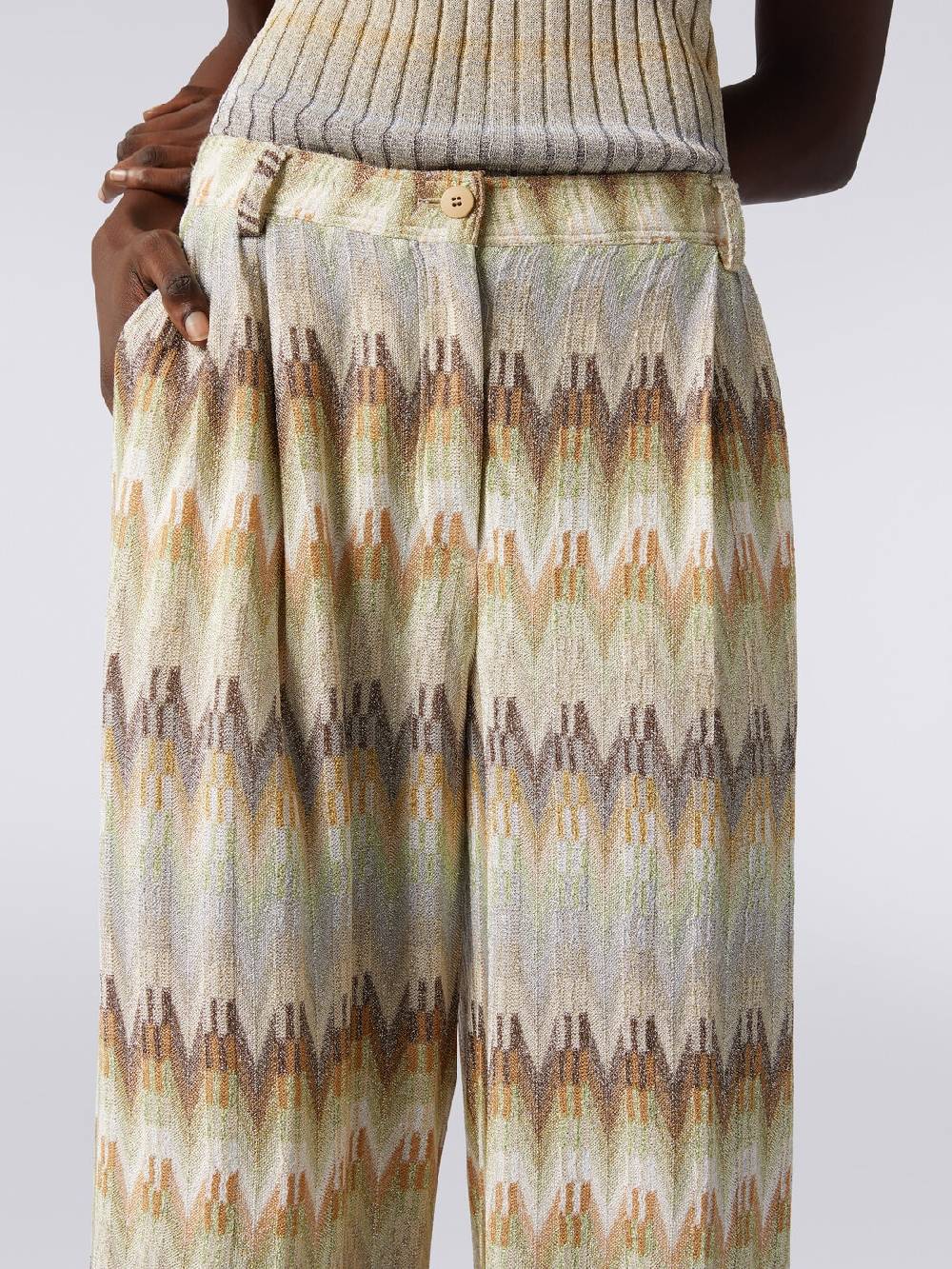 M Missoni Pantaloni classici in viscosa zig zag con lurex Fino Al -60%