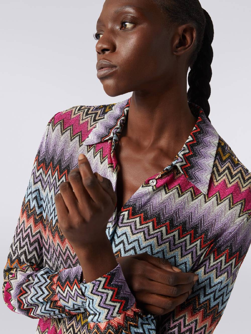 M Missoni Camicia in maglia di viscosa chevron con lurex Esporta salva