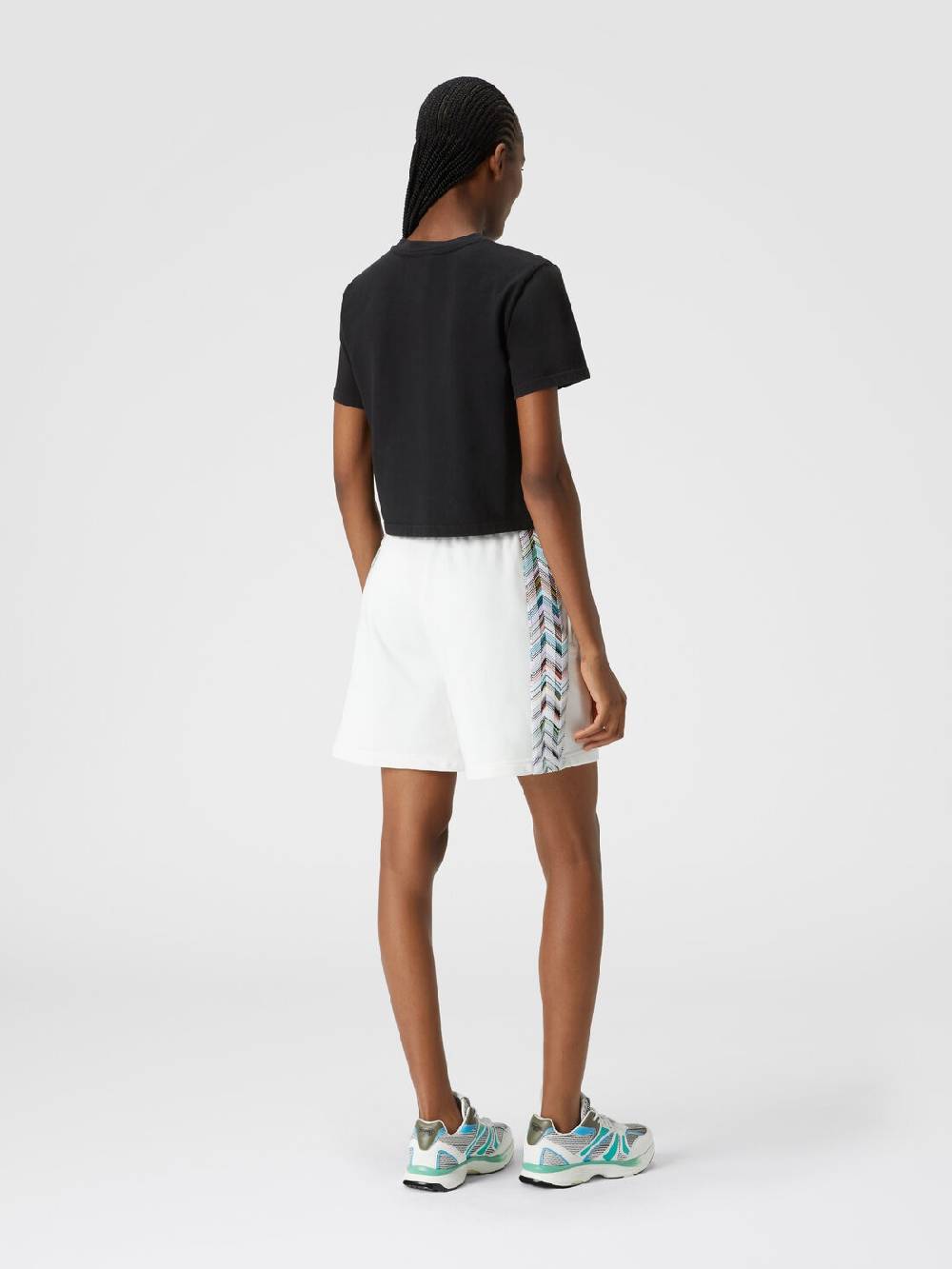 M Missoni Shorts in felpa di cotone con logo e bande laterali in maglia Fornitura limitata