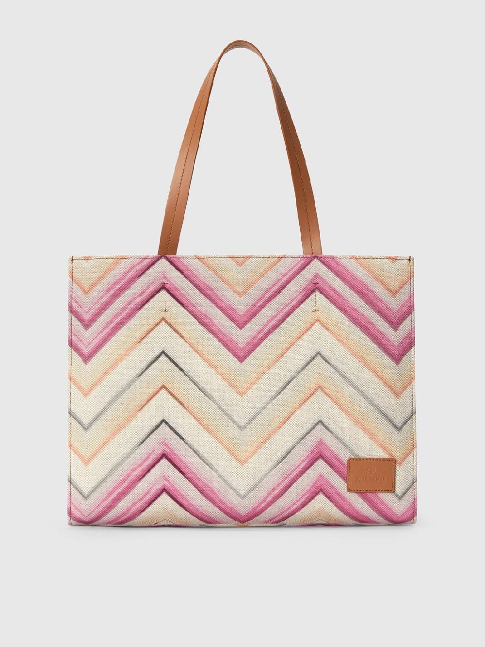 M Missoni Tote bag in misto cotone con motivo chevron Offerta esclusiva