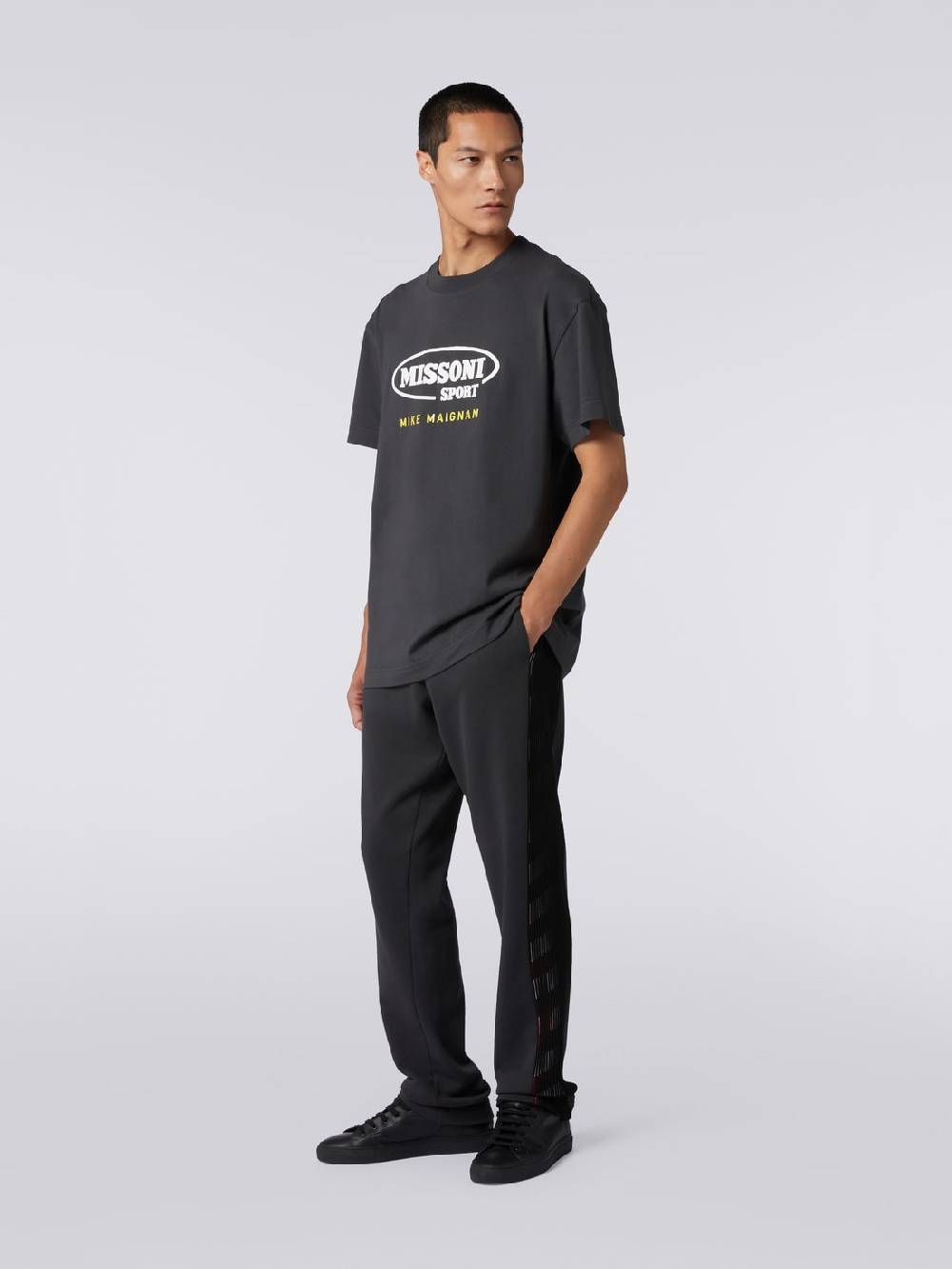 M Missoni T-shirt girocollo in cotone con logo in collaborazione con Mike Maignan Duty-free