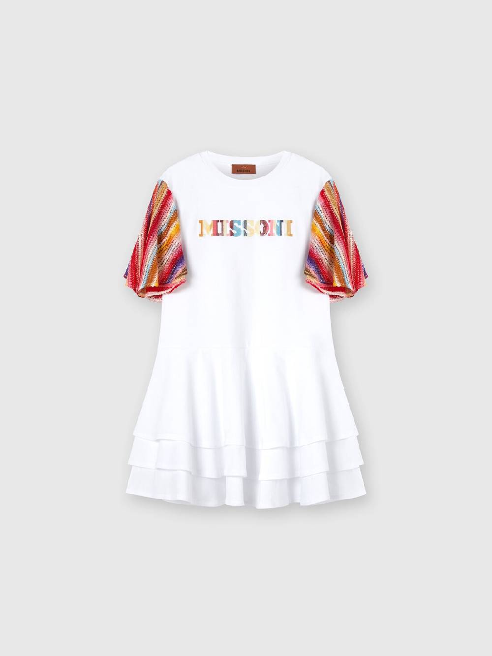 M Missoni Abito a maniche corte in jersey di cotone con scritta logo Vendita Calda
