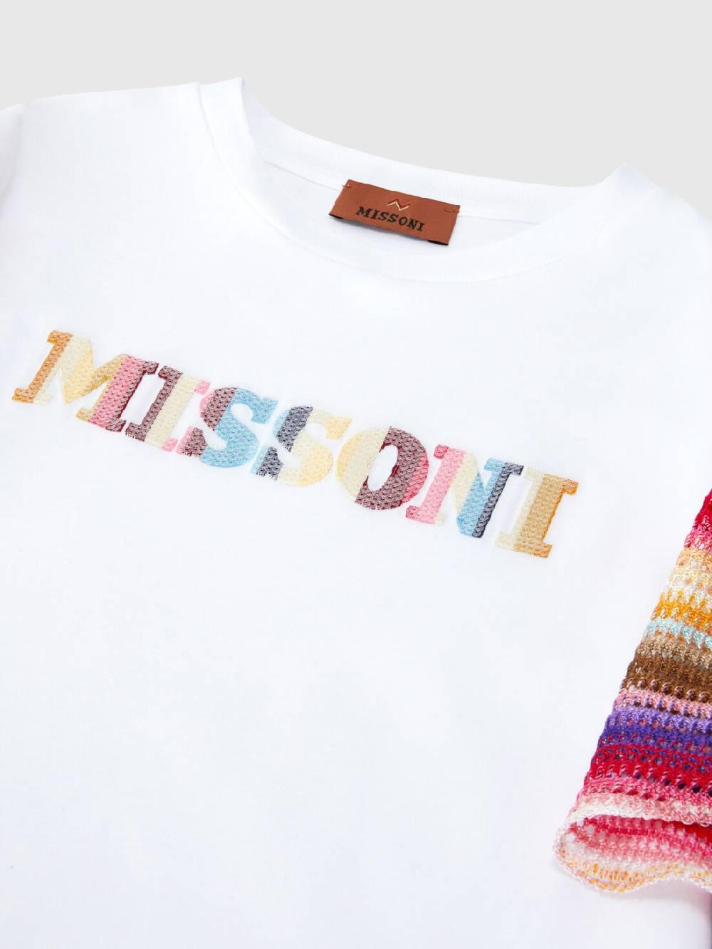 M Missoni Abito a maniche corte in jersey di cotone con scritta logo Vendita Calda