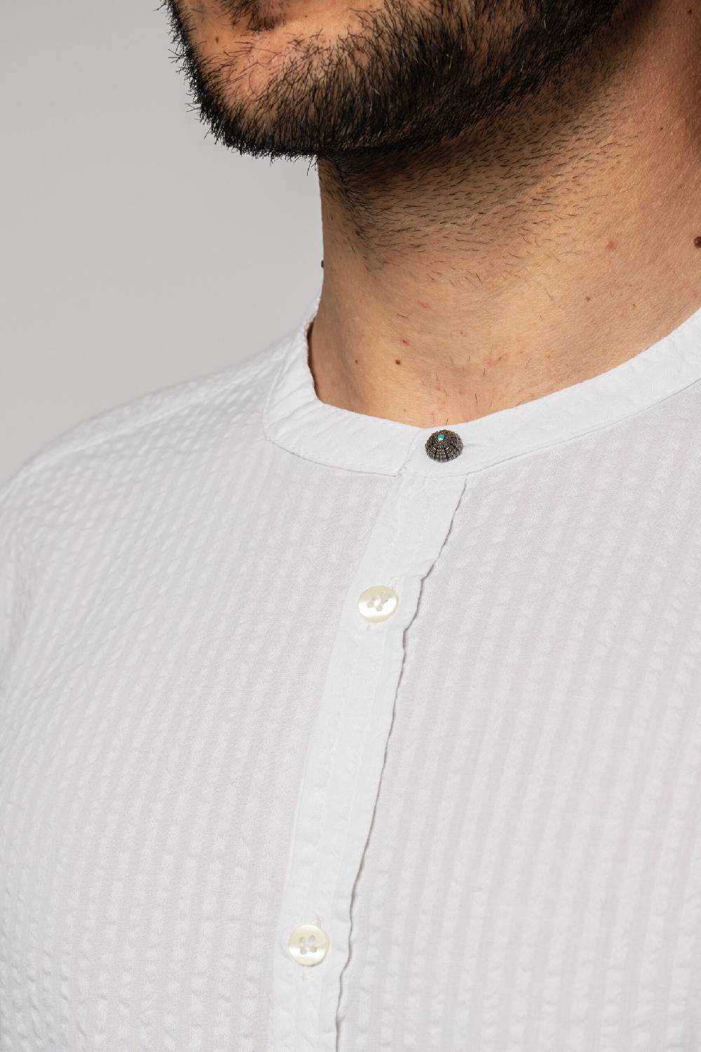 ﻿Officina 36 Camicia in seersucker rigato bianco Fino al 65% di sconto