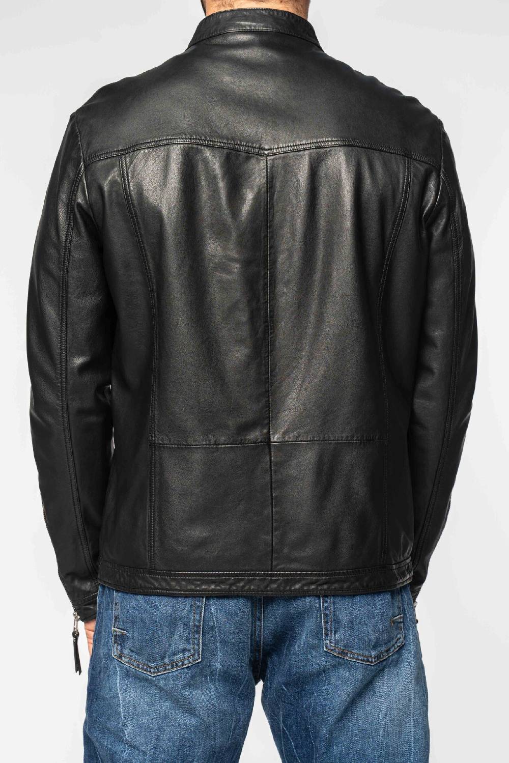 Officina 36 Biker nero in nappa lavata Offerta speciale della fabbrica