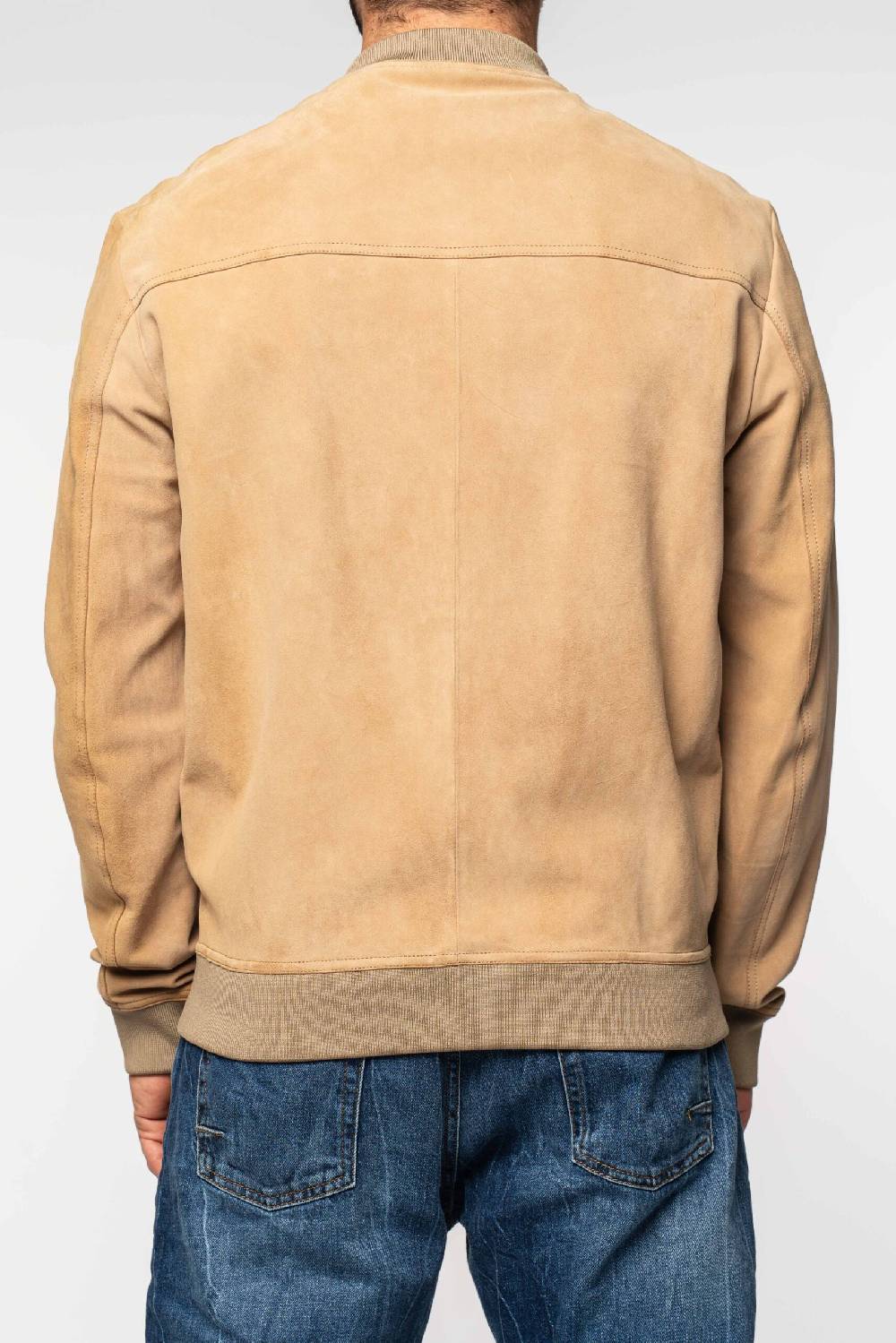 Officina 36 Bomber beige in suede Sostegno trimestrale