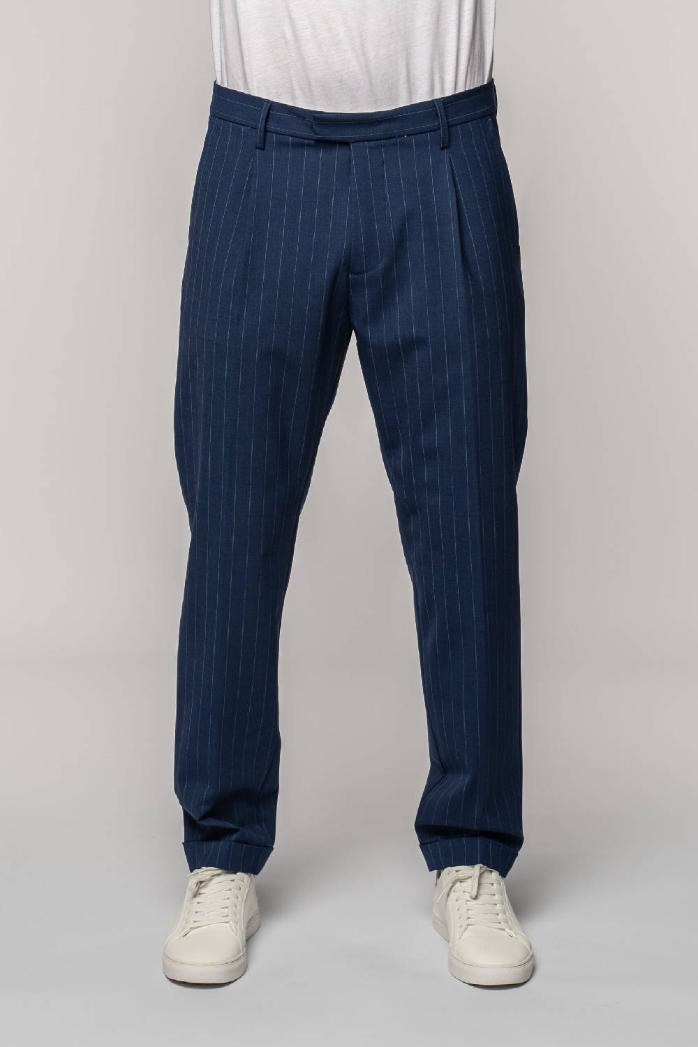 Officina 36 Abito in tela fresco lana gessata color denim Discount Store per i nuovi prodotti