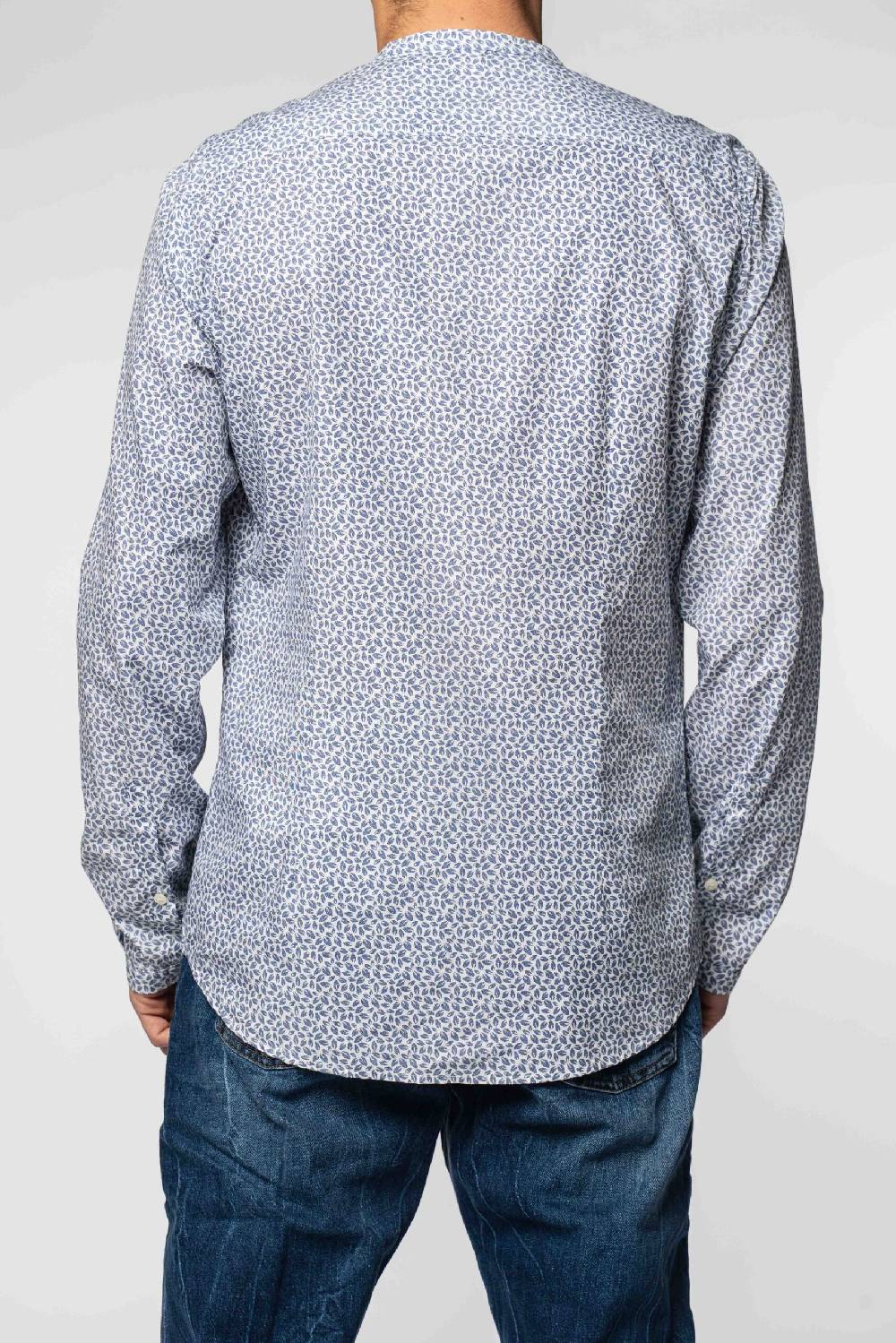 Officina 36 Camicia in cotone stampato blu denim Super sconto