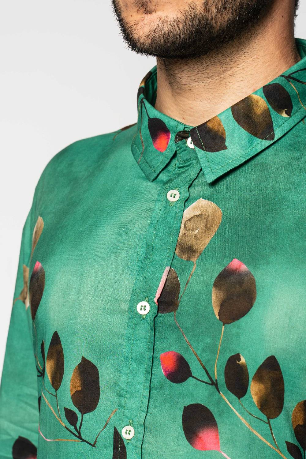 Officina 36 Camicia in mussola stampata color acqua Limitato a 3 giorni