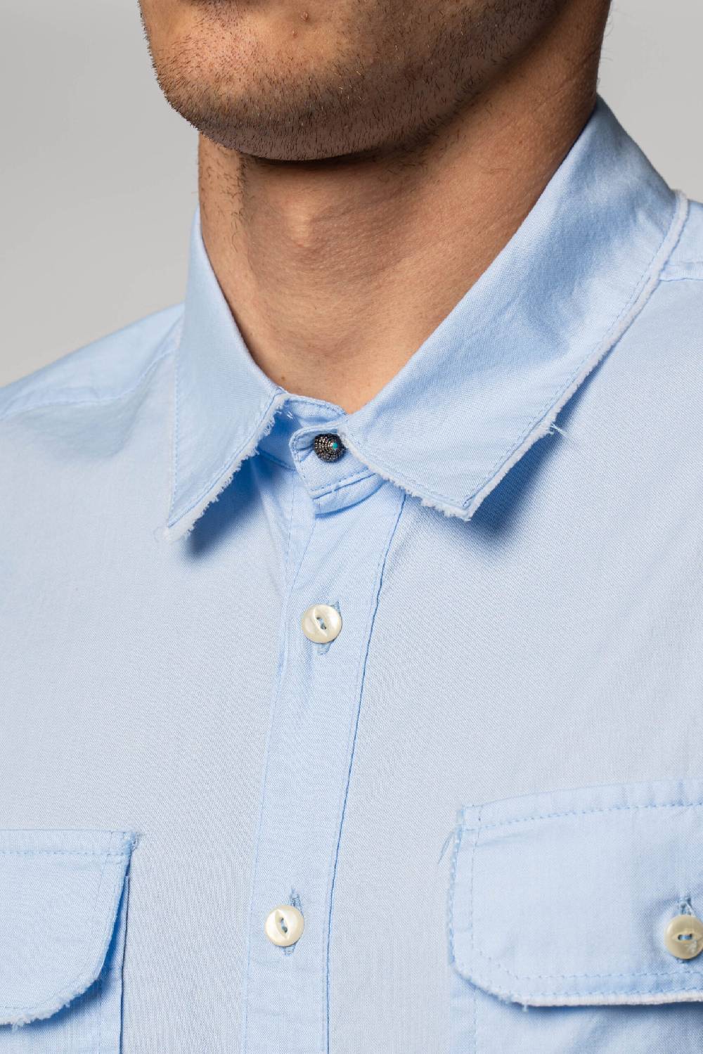Officina 36 Camicia in oxford color cielo In vendita