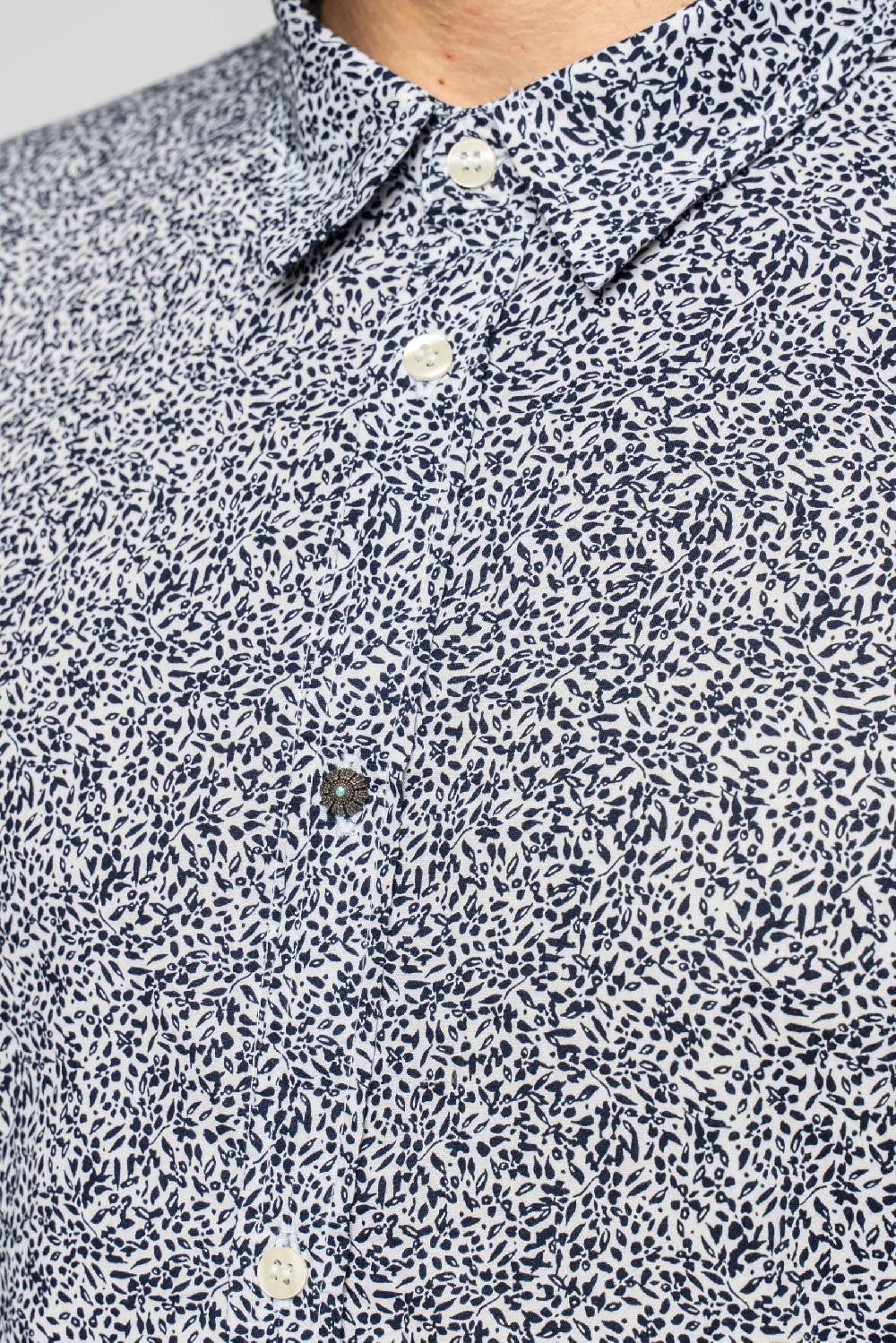Officina 36 Camicia in popeline stampato blu 50% di sconto per tempo limitato