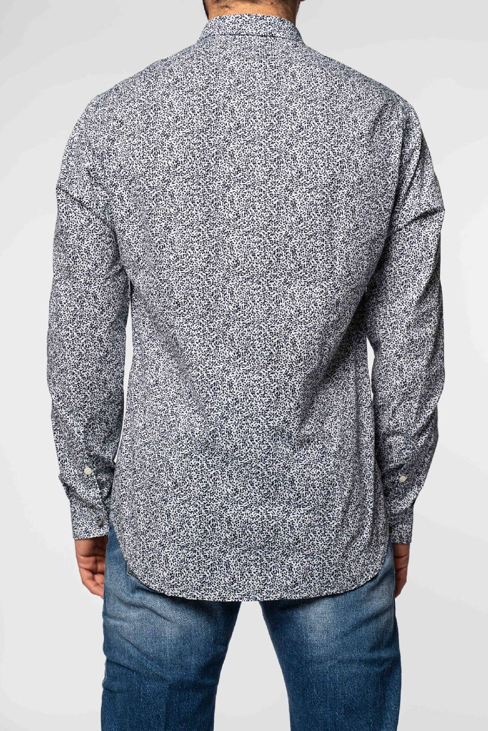 Officina 36 Camicia in popeline stampato blu 50% di sconto per tempo limitato