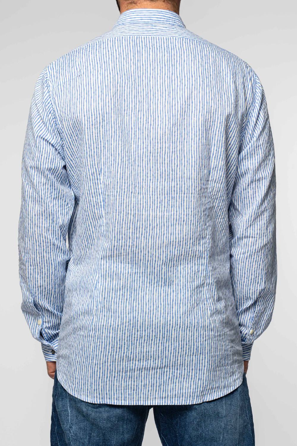 Officina 36 Camicia in popeline stampato color denim Sconti questo mese