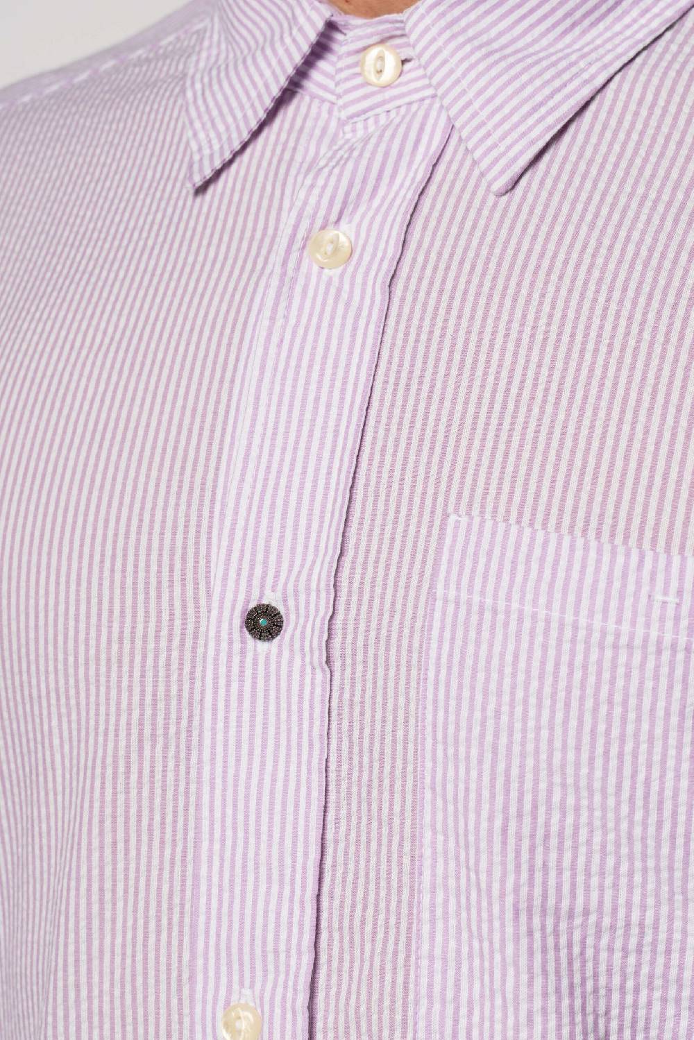 Officina 36 Camicia in seersucker rigato lilla Italy