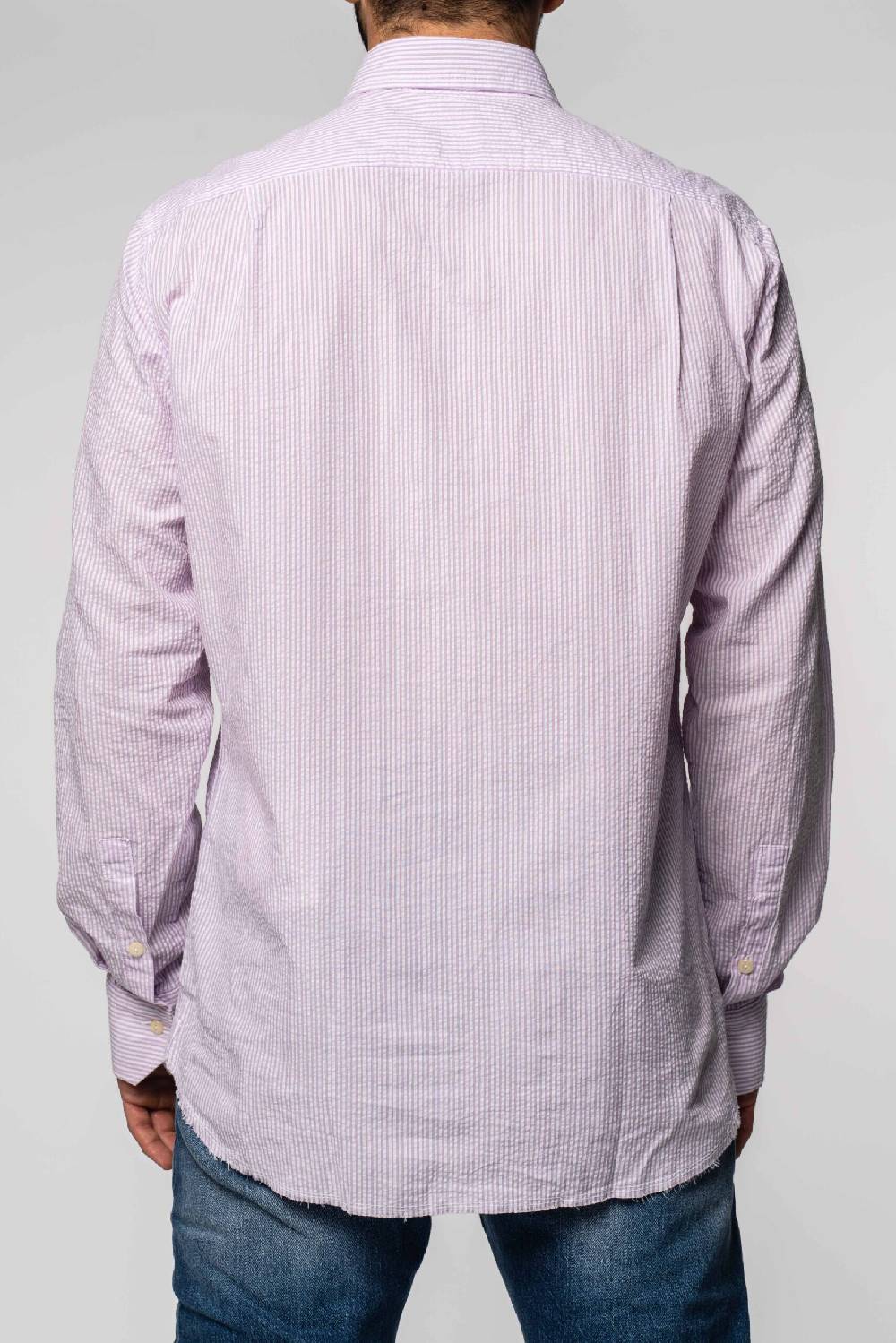 Officina 36 Camicia in seersucker rigato lilla Italy