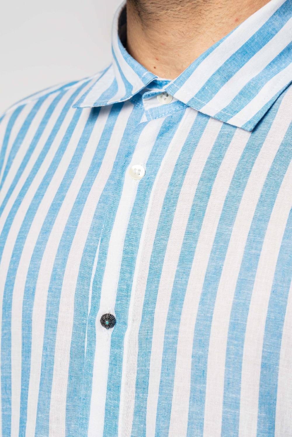 Officina 36 Camicia in tela a righe cobalto Italia