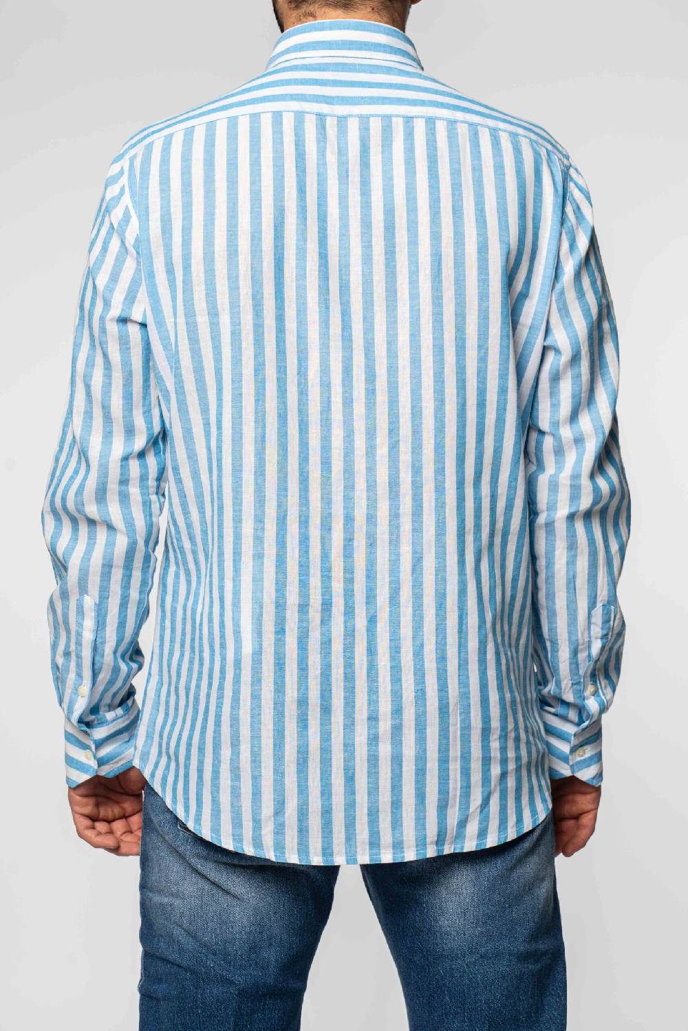 Officina 36 Camicia in tela a righe cobalto Italia