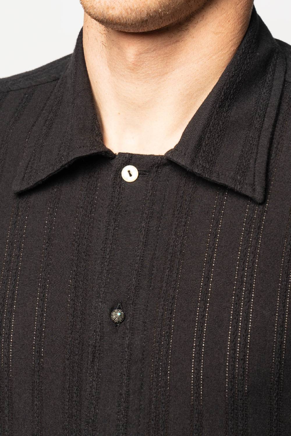 Officina 36 Camicia nera in sangallo rigato Qualità Garantita