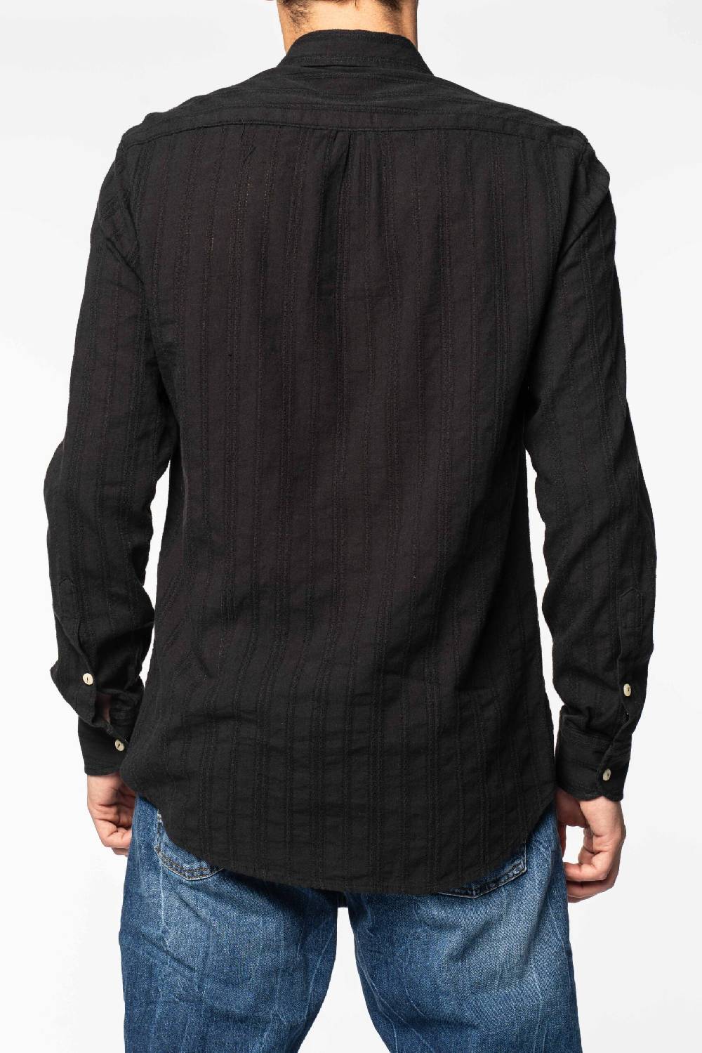 Officina 36 Camicia nera in sangallo rigato Qualità Garantita