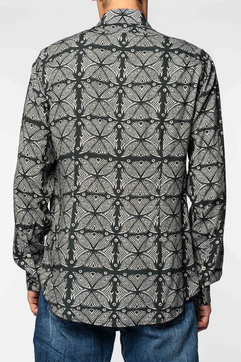 Officina 36 Camicia nera in viscosa stampata Negozi Online