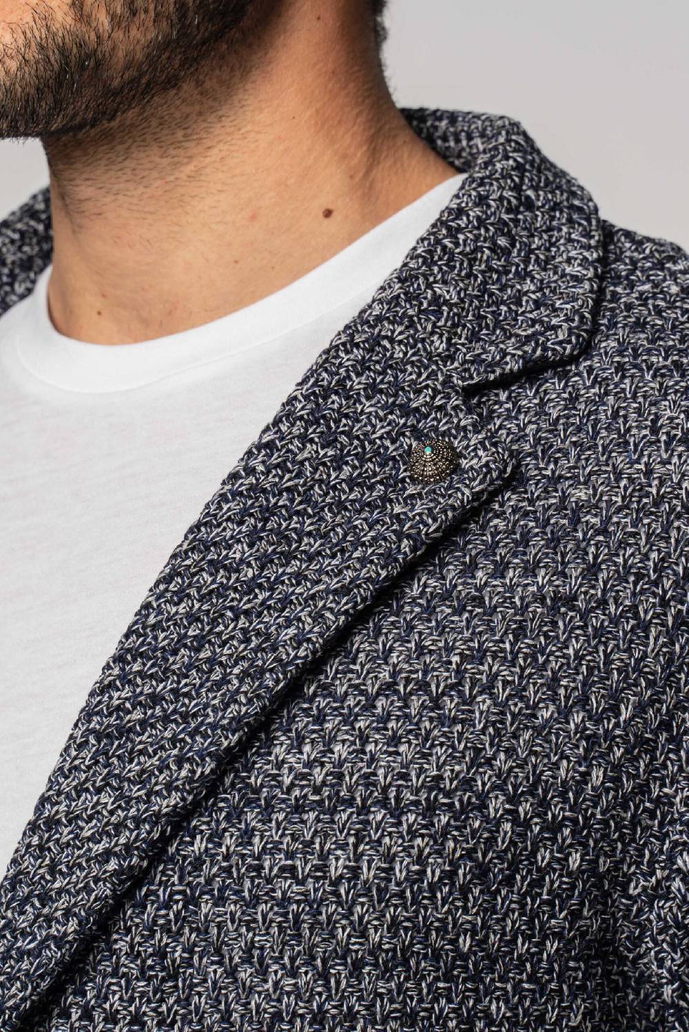 Officina 36 Giacca in filato misto cotone blu Sottocosto