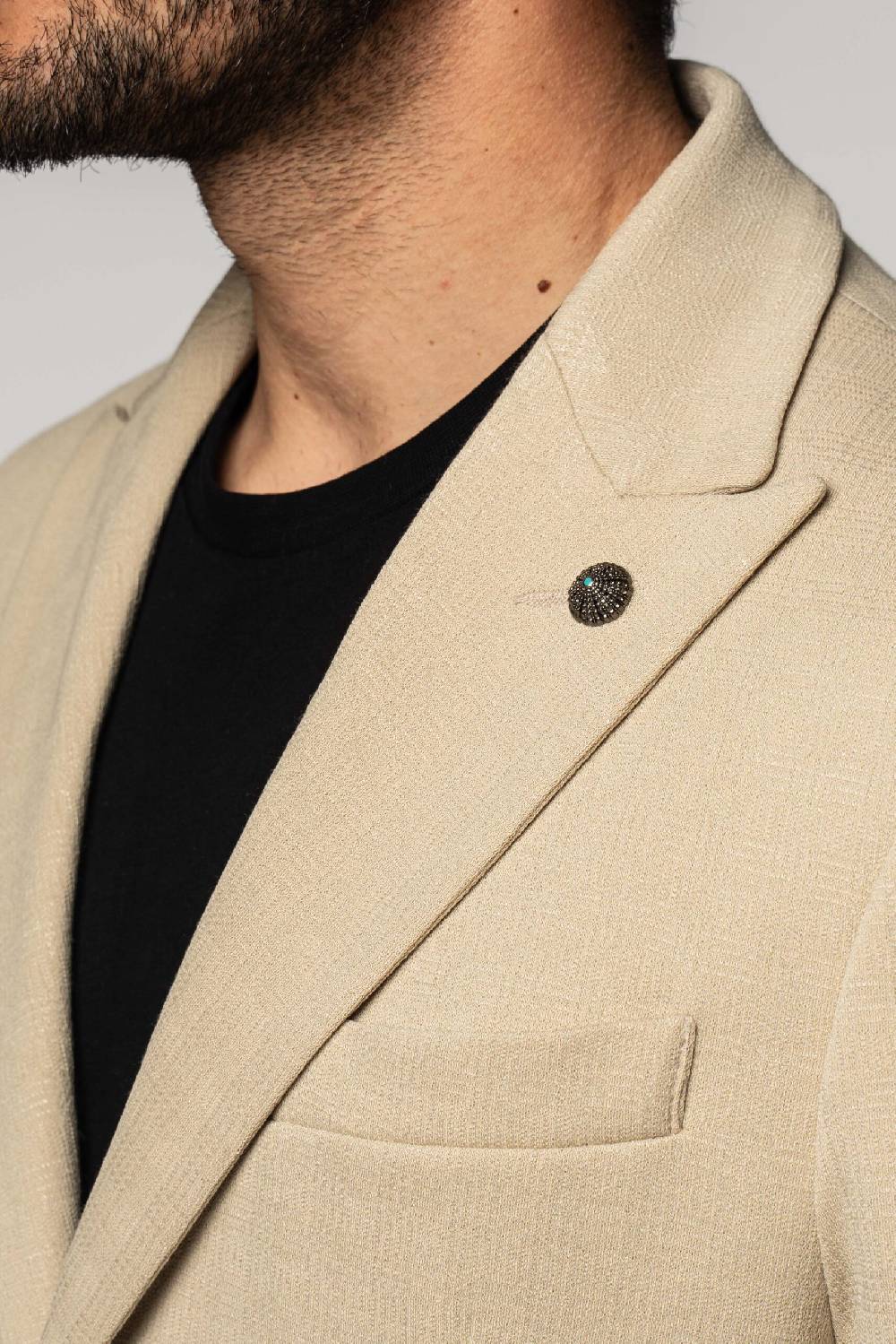 Officina 36 Giacca in jacquard in maglia color sabbia Sconto