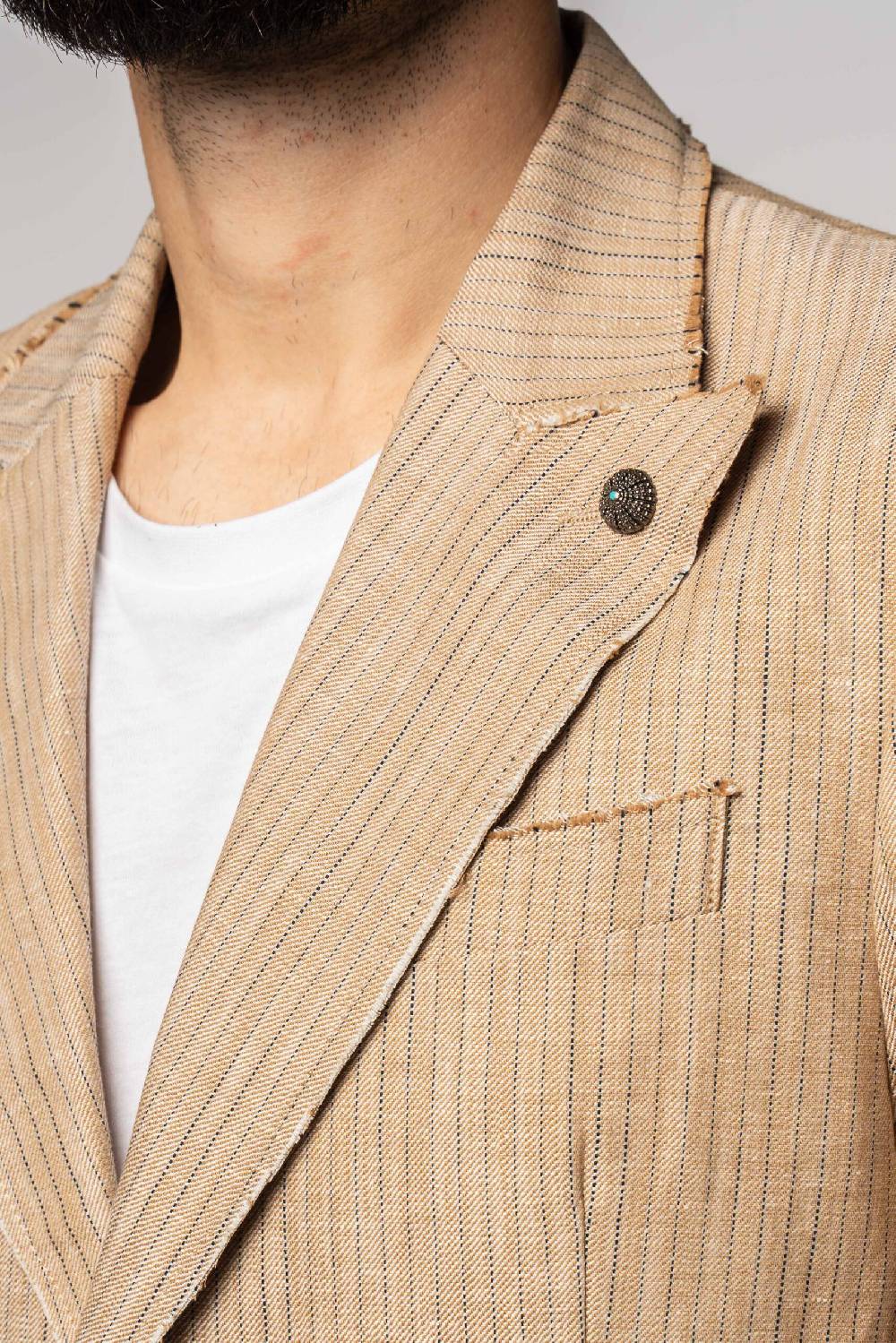 Officina 36 Giacca in tessuto gessato beige Outlet