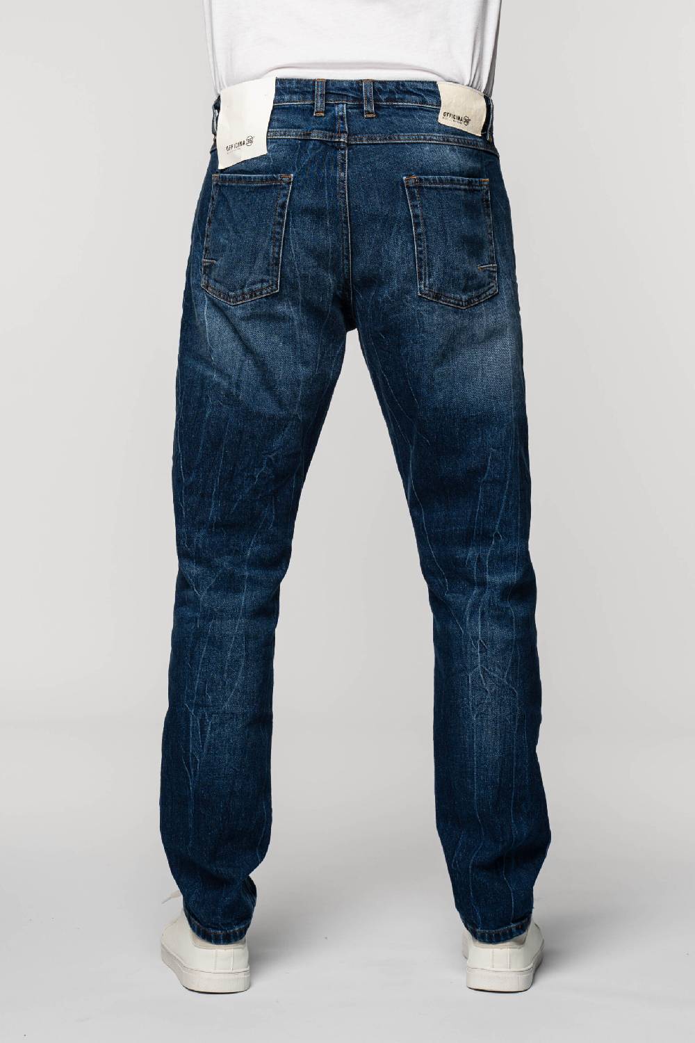 Officina 36 Jeans in denim blu con lavaggio medio Vendite Flash