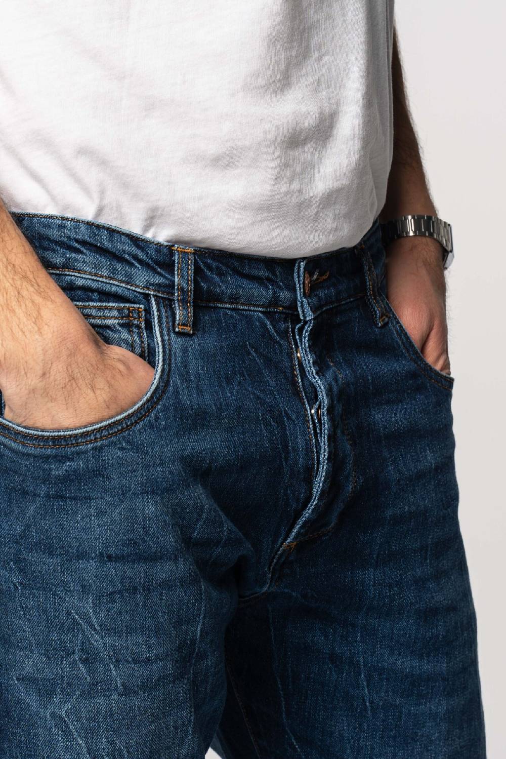 Officina 36 Jeans in denim blu con lavaggio medio Vendite Flash