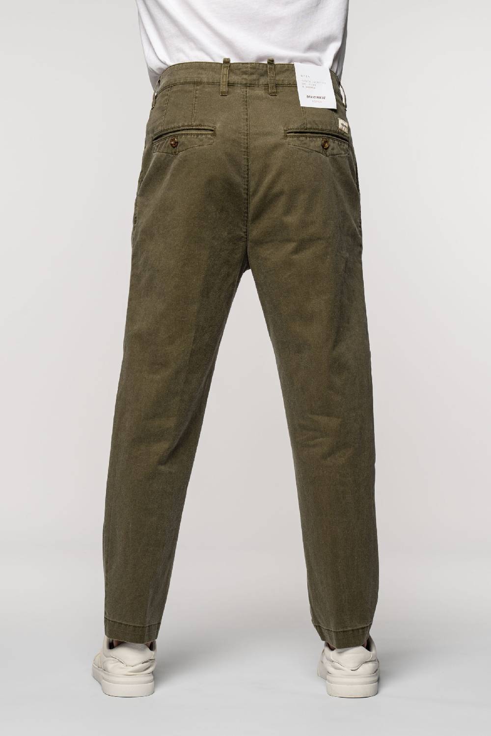 Officina 36 Pantaloni in gabardina delavè verde militare In Saldo