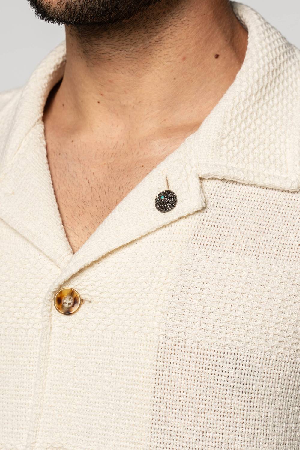 Officina 36 Shirt Jacket in tessuto rigato ecrù Offerta speciale