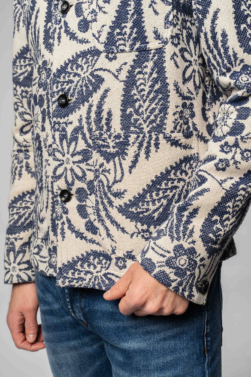 Officina 36 Work Jacket in jacquard a fantasia blu Offerta esclusiva