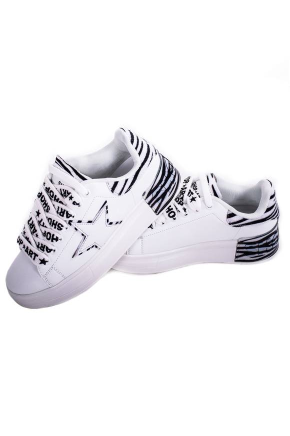 Please Jeans SHOP ART SNEAKER KIM - WHITE/ZEBRATO Offerta per la Festa della Mamma
