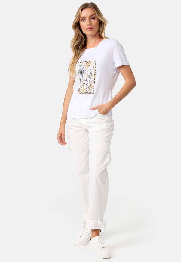 Please Jeans T-SHIRT CATNOIR IN MODAL CON STAMPA - FLOREALE TRES BIEN Fino al 50% di sconto