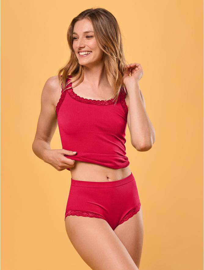 Luigi di Focenza SLIP DONNA MIDI PIZZO ROSSO Consegna Veloce