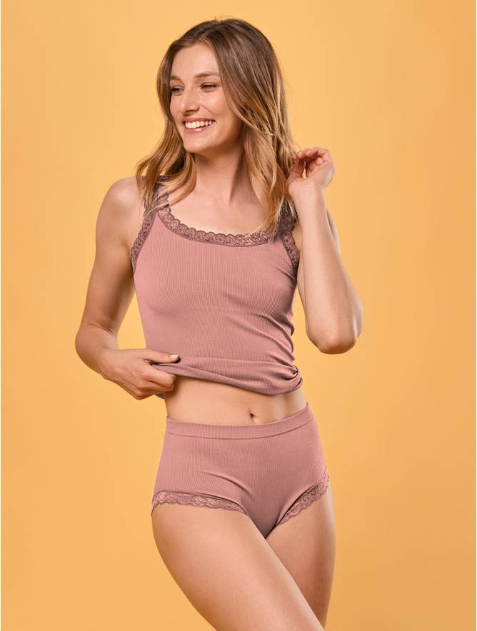 Luigi di Focenza SLIP DONNA MIDI PIZZO ROSA ANTICO Promozione Limitata