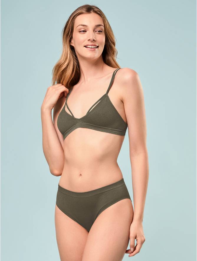 Luigi di Focenza SLIP DONNA V. ALTA COSTINA RIB OLIVA Economico
