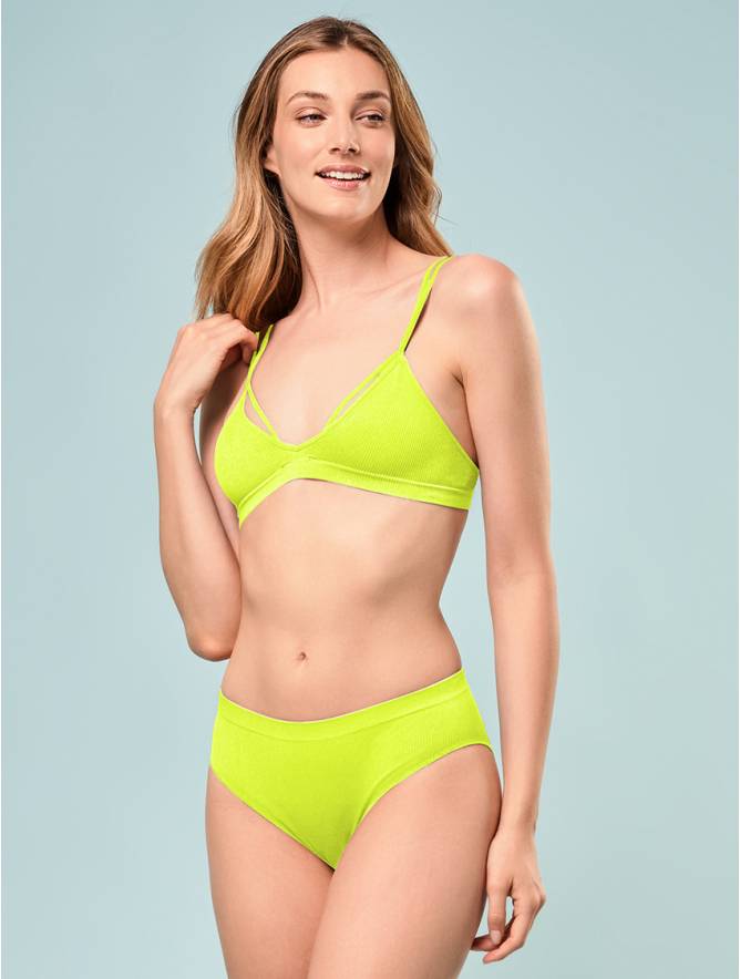 Luigi di Focenza SLIP DONNA V. ALTA COSTINA RIB GIALLO FLUO' Saldi