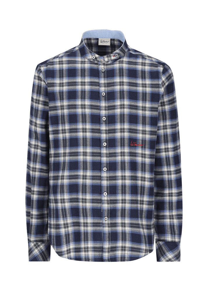 Luis Trenker Camicia a quadri con colletto alla coreana modello Lubernet In Linea