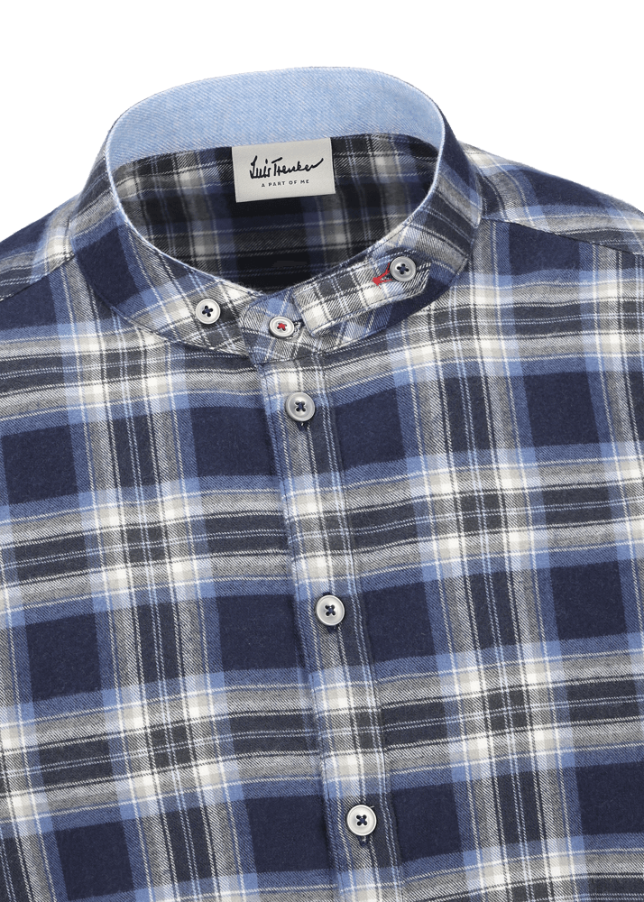 Luis Trenker Camicia a quadri con colletto alla coreana modello Lubernet In Linea