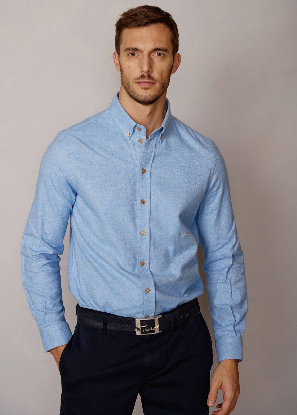 Luis Trenker Camicia in twill con colletto button down Lubenzio Esporta salva
