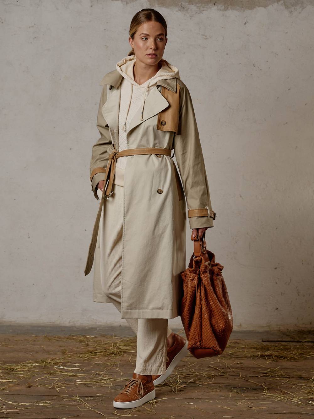 Luis Trenker Trench con dettagli in pelle modello Ludamiana Offerta migliore