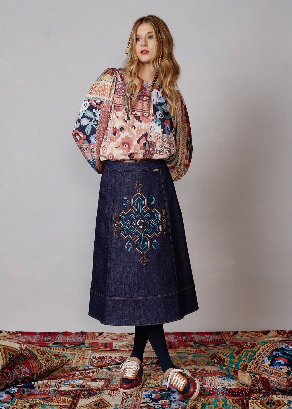 Luis Trenker Blusa modello Lugiada con stampa patchwork Ultimo giorno