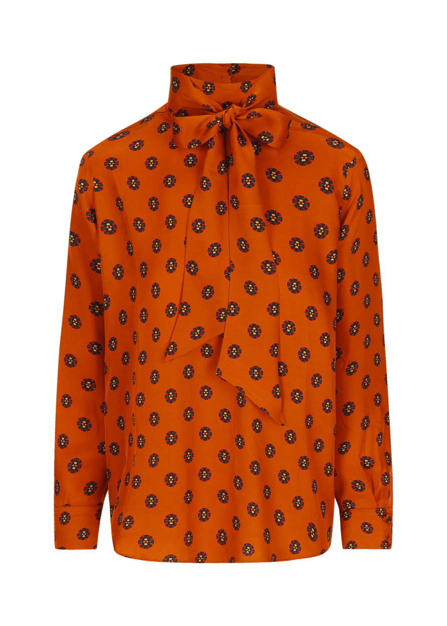 Luis Trenker Blusa modello Lubianca con fiocco e stampa Fino al 60% di sconto